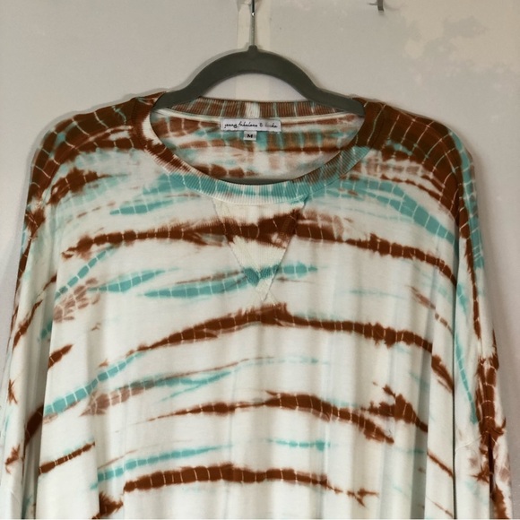 YOUNG FABULOUS & BROKE Aqua/Rust TIE DYE 2PC JOGGER LOUNGE SET | Size M - Picture 4 of 16